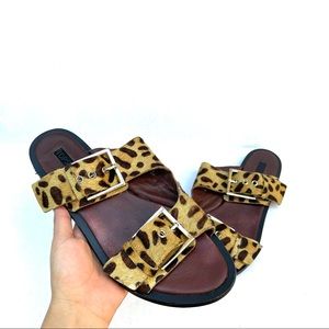 Topshop Double Buckle Leopard Print Sandals